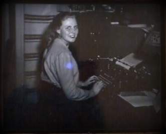 My lovely Grandma, Pearl, sitting at her typewriter :) 